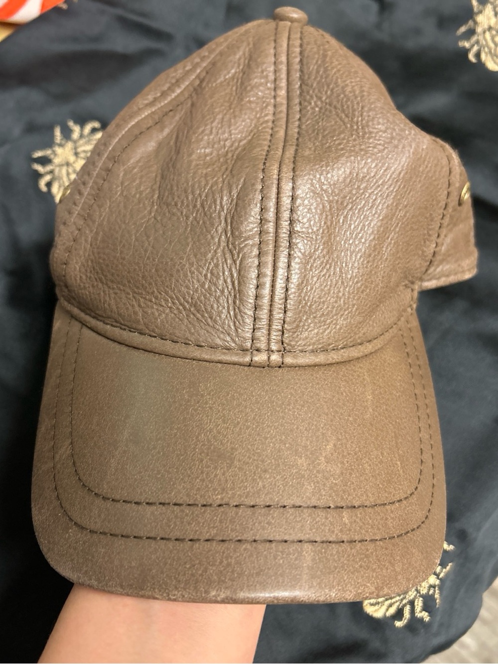 Stetson Leather Baseball Cap Distressed Brown Adjustable Streetwear Quiet Luxury